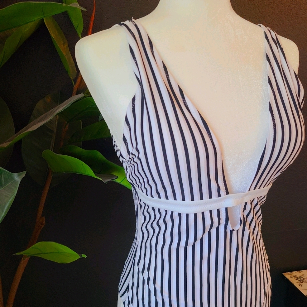 Striped one piece swimsuit